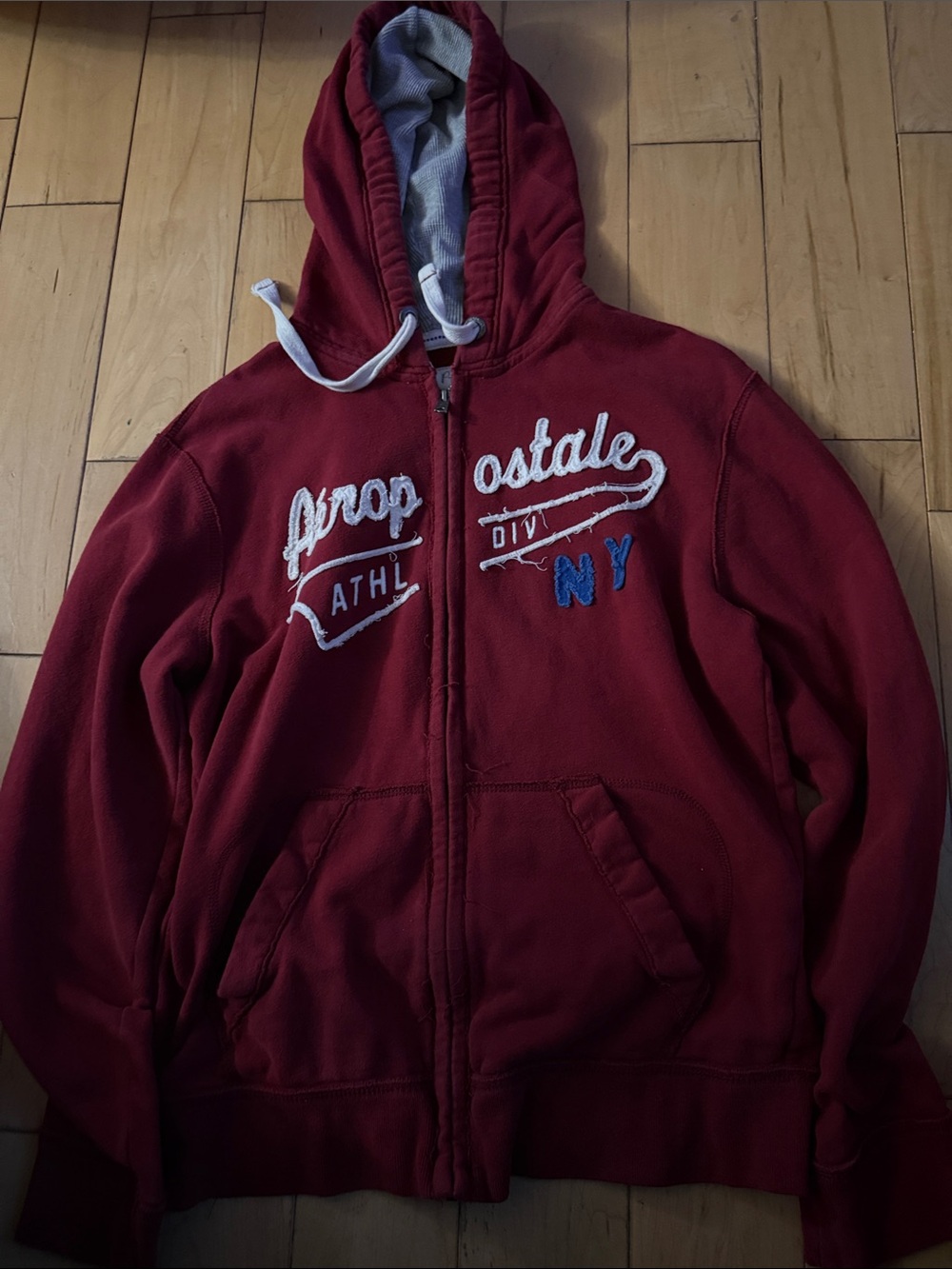 Aeropostale Men's Deep Red Full-Zip Hooded Sweatshirt